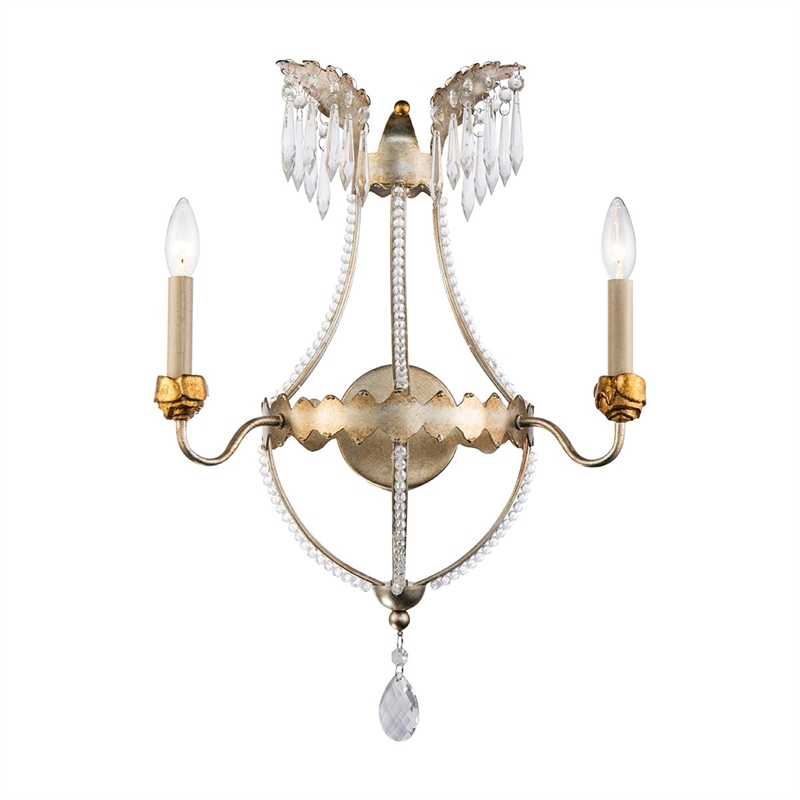 Lucas McKearn 2-Light Traditional Metal Sconce in Distressed Silver/Gold