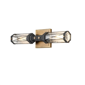 Lucas McKearn Abbey 2-light Metal Bath Vanity Light in Aged Brass/Black