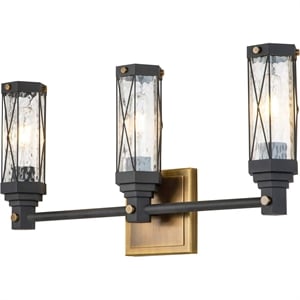 Lucas McKearn Abbey 3-light Metal Bath Vanity Light in Aged Brass/Black