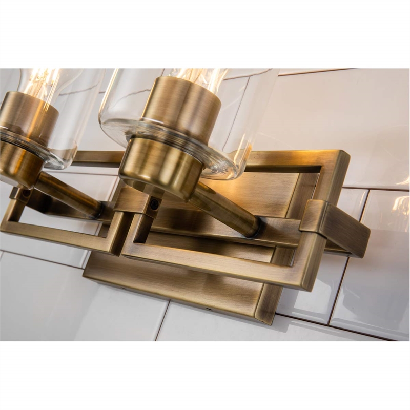 Lucas McKearn Estes 2-light Metal Bath Vanity Light in Aged Brass