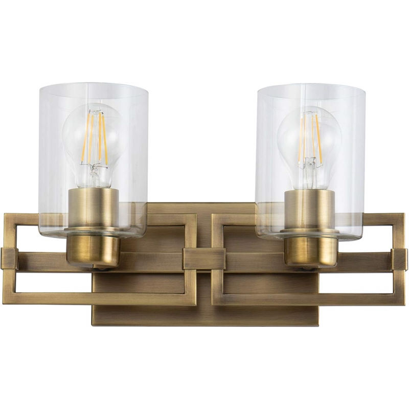 Lucas McKearn Estes 2-light Metal Bath Vanity Light in Aged Brass