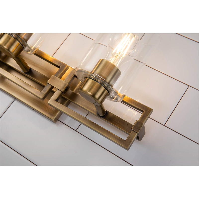 Lucas McKearn Estes 3-light Metal Bath Vanity Light in Aged Brass