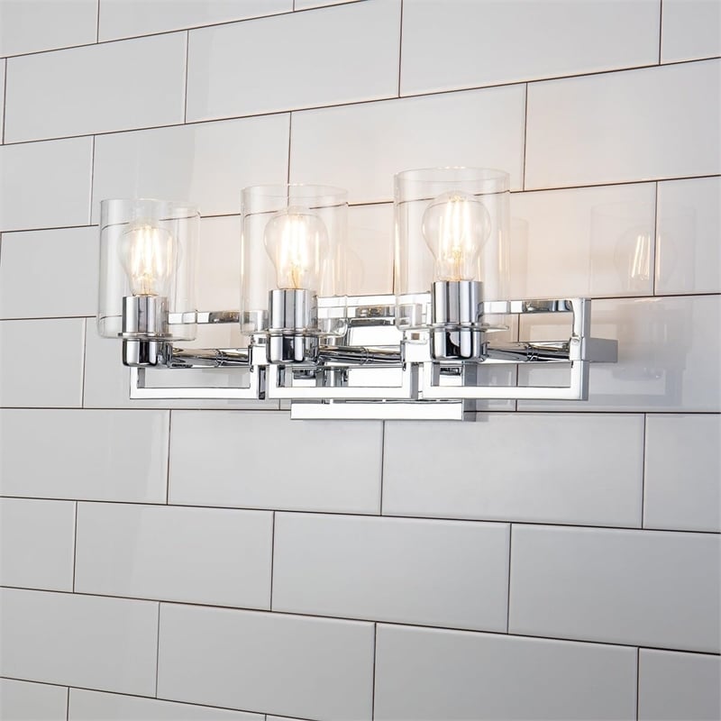 Lucas McKearn Estes 3-light Metal Bath Vanity Light in Polished Chrome