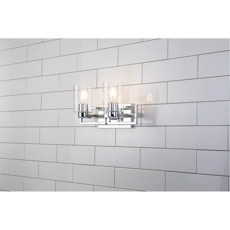 Lucas McKearn Estes 2-light Metal Bath Vanity Light in Polished Chrome