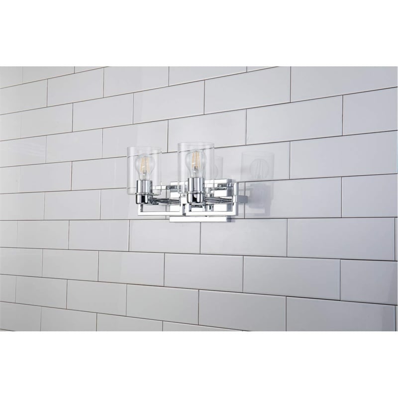Lucas McKearn Estes 2-light Metal Bath Vanity Light in Polished Chrome