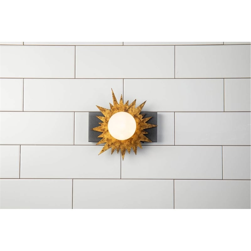 Lucas McKearn Soleil 1-light Metal Bath Vanity Light in Gold/Weathered Zinc