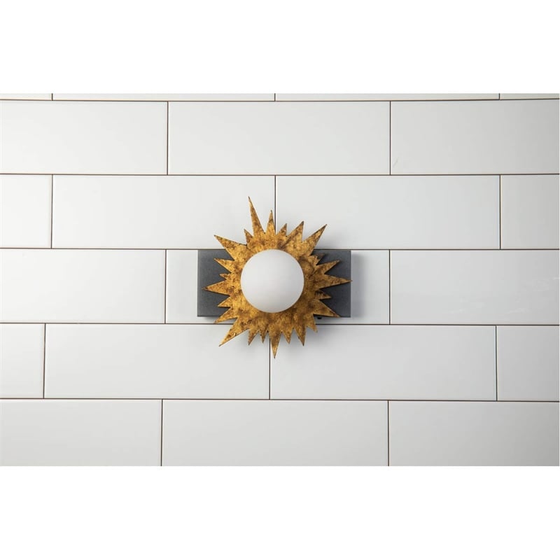 Lucas McKearn Soleil 1-light Metal Bath Vanity Light in Gold/Weathered Zinc