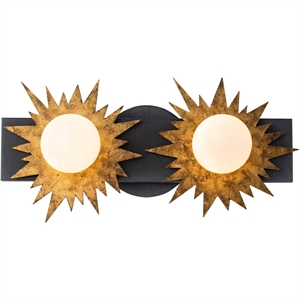 Lucas McKearn Soleil 2-light Metal Bath Vanity Light in Gold/Weathered Zinc