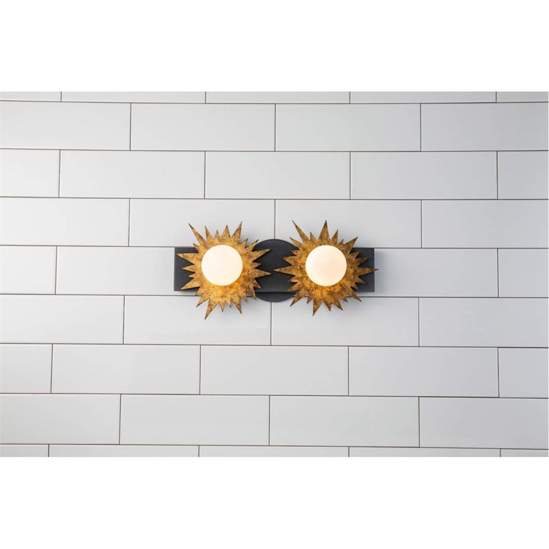 Lucas McKearn Soleil 2-light Metal Bath Vanity Light in Gold/Weathered Zinc