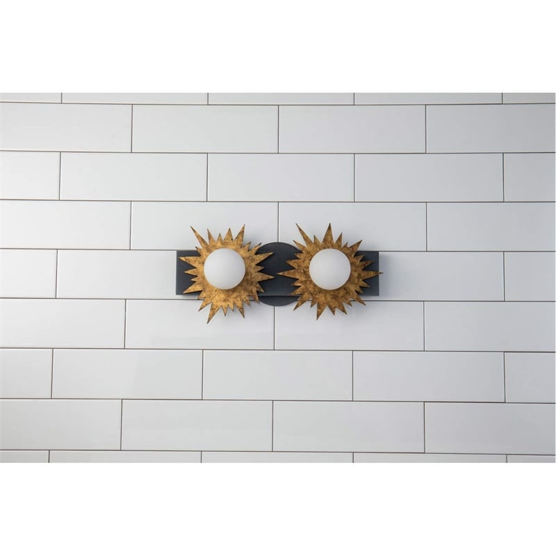 Lucas McKearn Soleil 2-light Metal Bath Vanity Light in Gold/Weathered Zinc