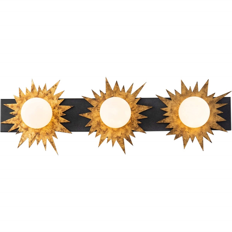 Lucas McKearn Soleil 3-light Metal Bath Vanity Light in Gold/Weathered Zinc