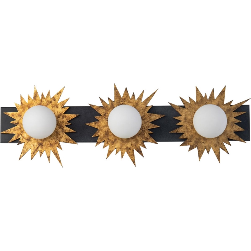 Lucas McKearn Soleil 3-light Metal Bath Vanity Light in Gold/Weathered Zinc