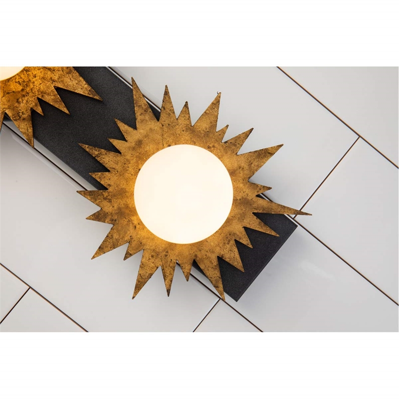 Lucas McKearn Soleil 3-light Metal Bath Vanity Light in Gold/Weathered Zinc