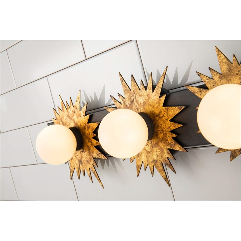 Lucas McKearn Soleil 3-light Metal Bath Vanity Light in Gold/Weathered Zinc