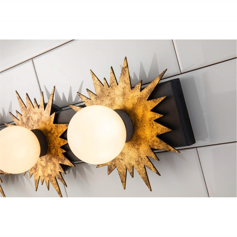 Lucas McKearn Soleil 3-light Metal Bath Vanity Light in Gold/Weathered Zinc