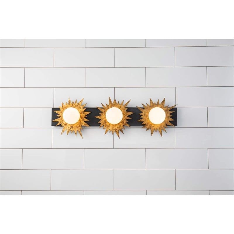 Lucas McKearn Soleil 3-light Metal Bath Vanity Light in Gold/Weathered Zinc