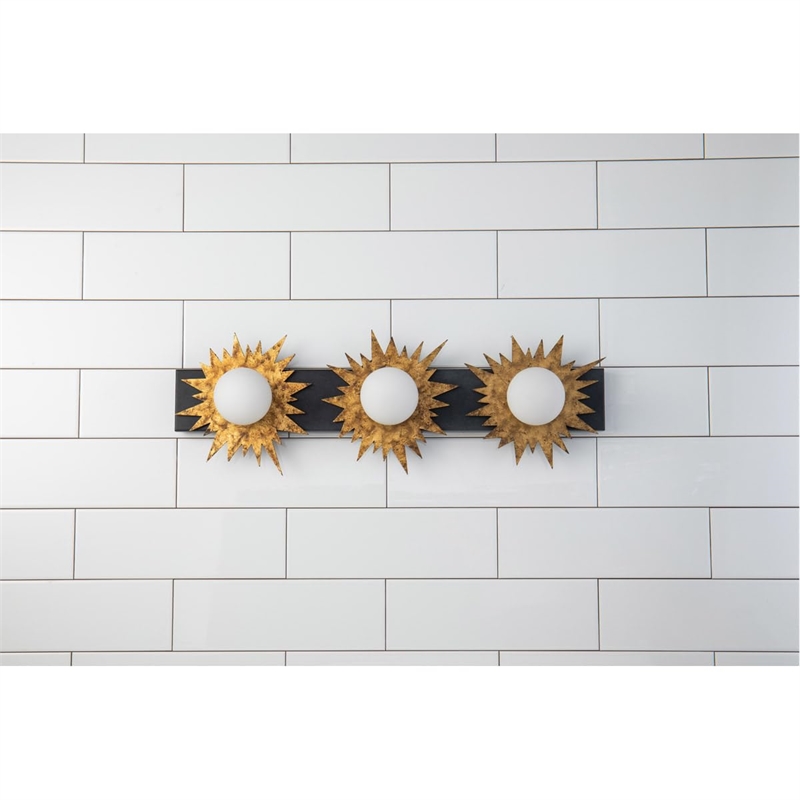 Lucas McKearn Soleil 3-light Metal Bath Vanity Light in Gold/Weathered Zinc