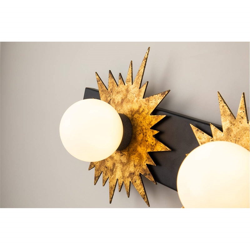 Lucas McKearn Soleil 4-light Metal Bath Vanity Light in Gold/Weathered Zinc