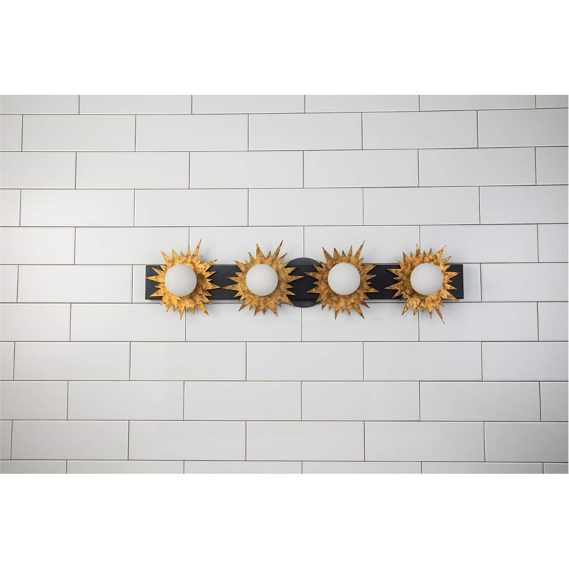 Lucas McKearn Soleil 4-light Metal Bath Vanity Light in Gold/Weathered Zinc