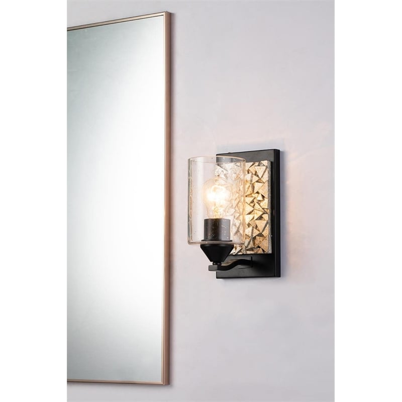 Lucas McKearn Bocage 1-light Metal Bath Vanity Light in Matte Black/Silver