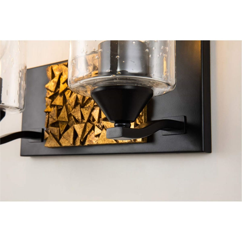 Lucas McKearn Bocage 2-light Metal Bath Vanity Light in Matte Black/Gold