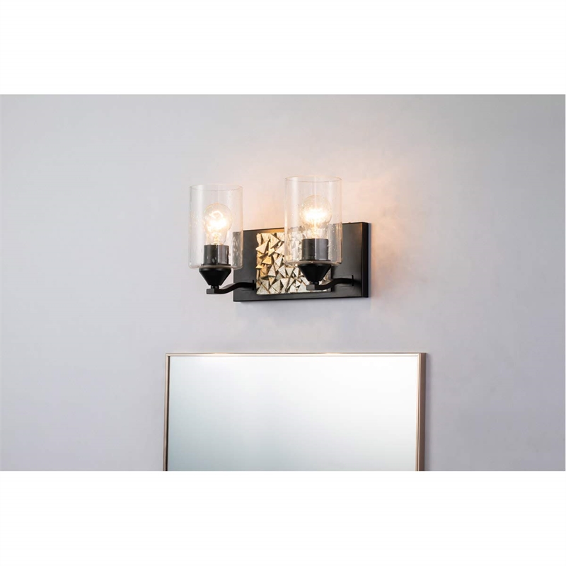 Lucas McKearn Bocage 2-light Metal Bath Vanity Light in Matte Black/Silver