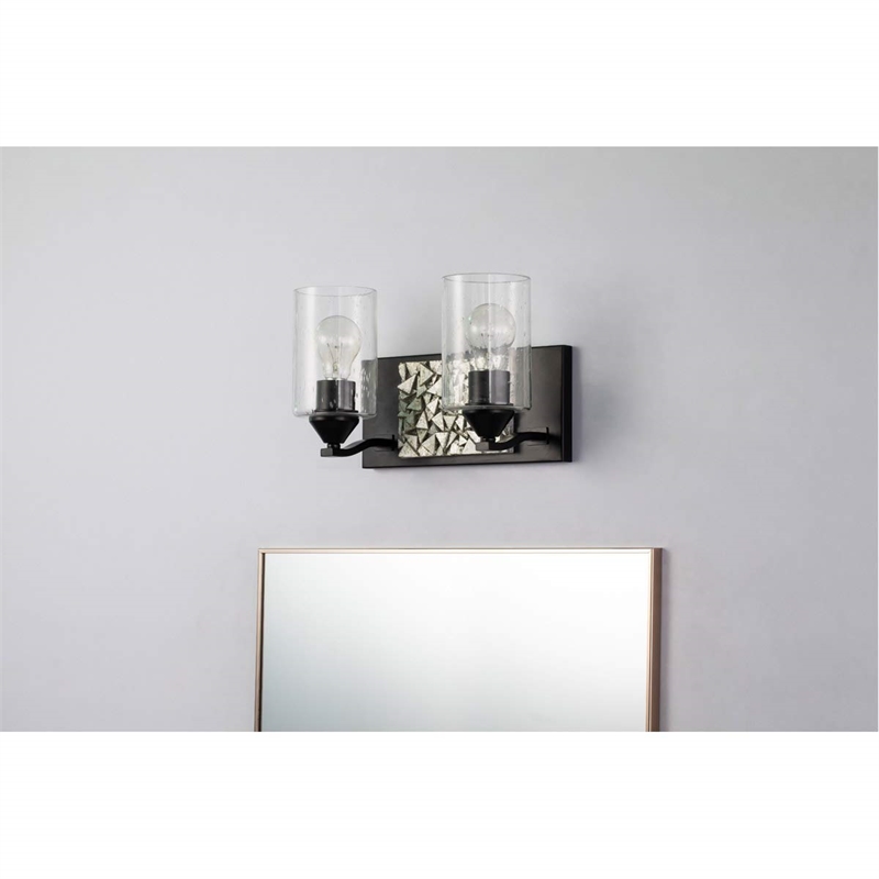 Lucas McKearn Bocage 2-light Metal Bath Vanity Light in Matte Black/Silver