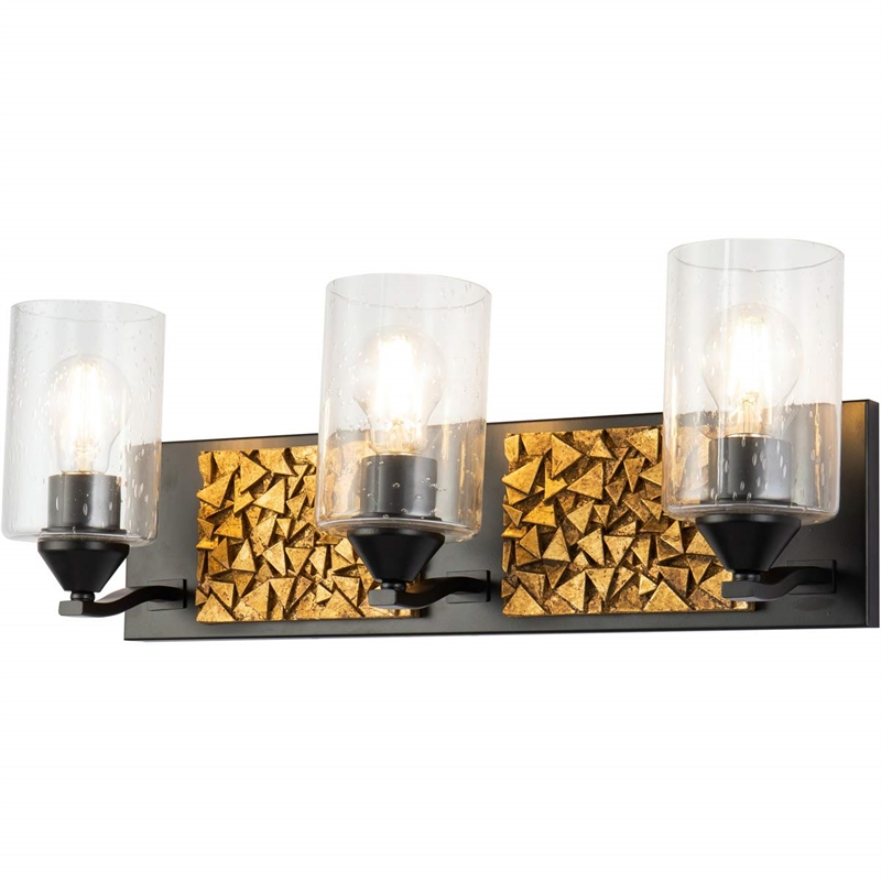 Lucas McKearn Bocage 3-light Metal Bath Vanity Light in Matte Black/Gold