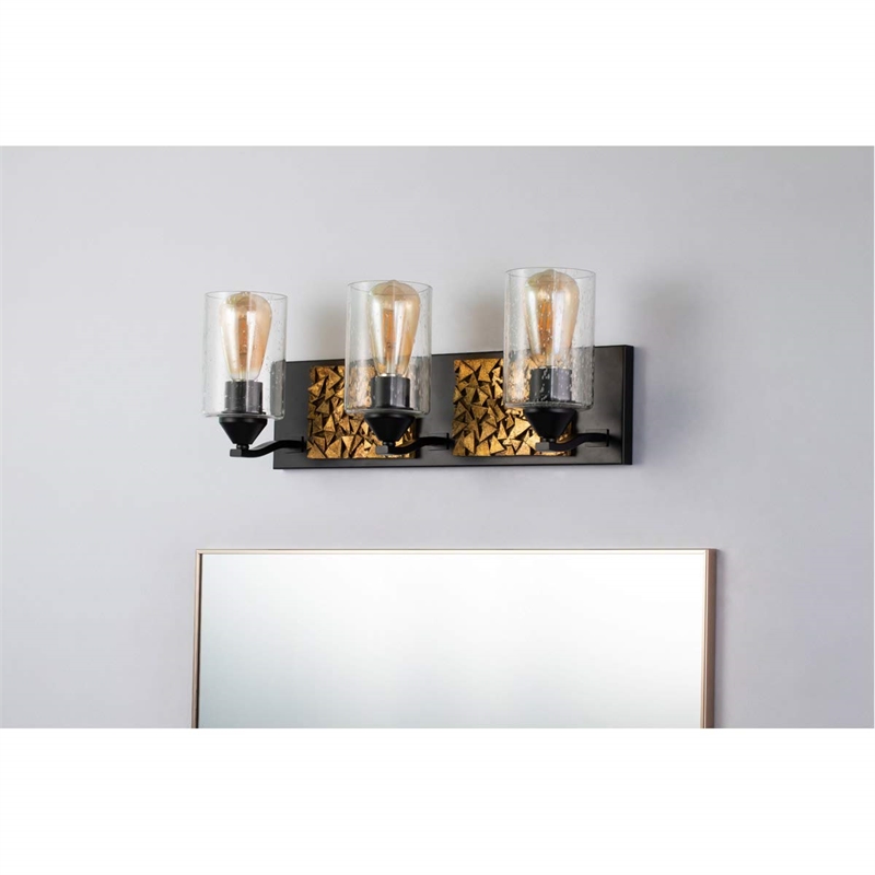 Lucas McKearn Bocage 3-light Metal Bath Vanity Light in Matte Black/Gold