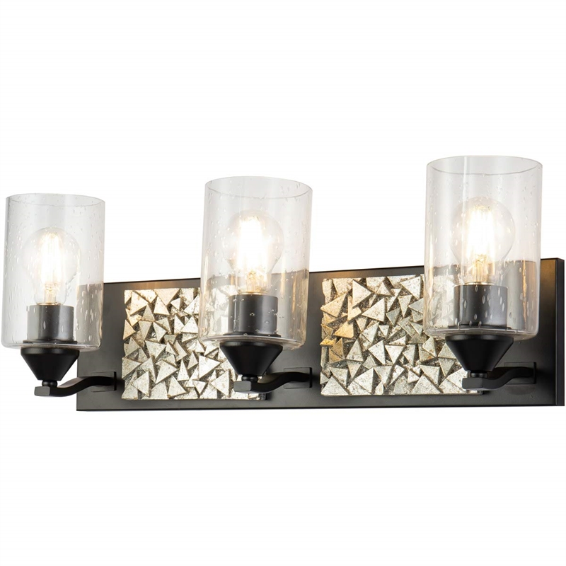 Lucas McKearn Bocage 3-light Metal Bath Vanity Light in Matte Black/Silver