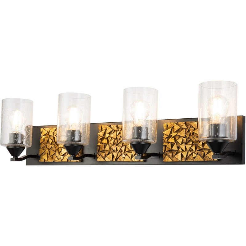 Lucas McKearn Bocage 4-light Metal Bath Vanity Light in Matte Black/Gold
