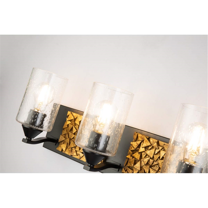 Lucas McKearn Bocage 4-light Metal Bath Vanity Light in Matte Black/Gold