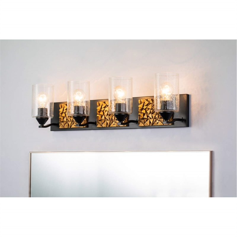 Lucas McKearn Bocage 4-light Metal Bath Vanity Light in Matte Black/Gold