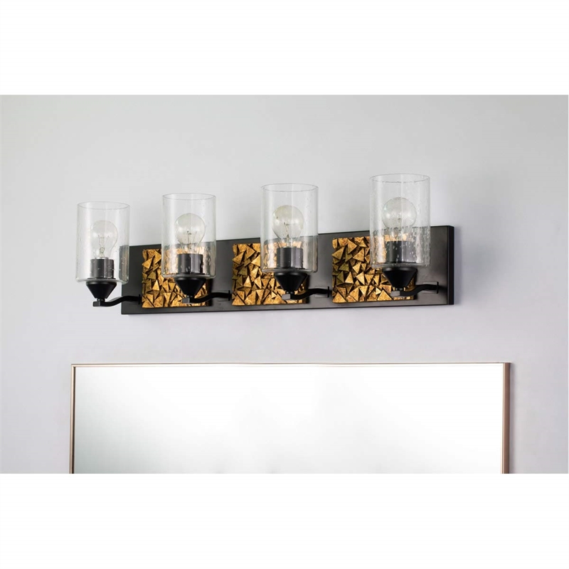 Lucas McKearn Bocage 4-light Metal Bath Vanity Light in Matte Black/Gold
