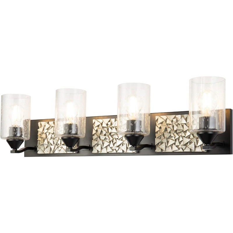 Lucas McKearn Bocage 4-light Metal Bath Vanity Light in Matte Black/Silver