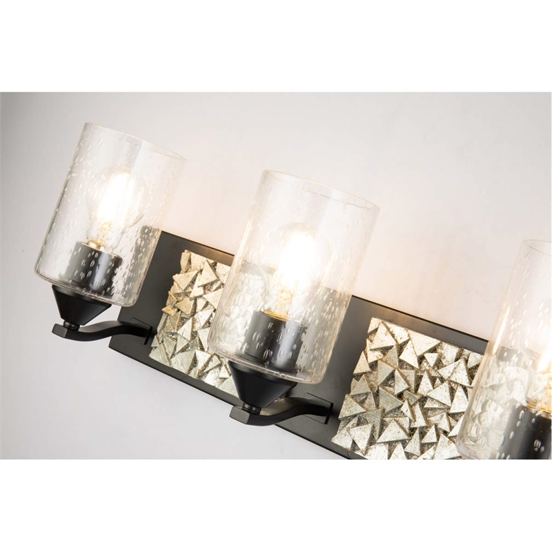 Lucas McKearn Bocage 4-light Metal Bath Vanity Light in Matte Black/Silver