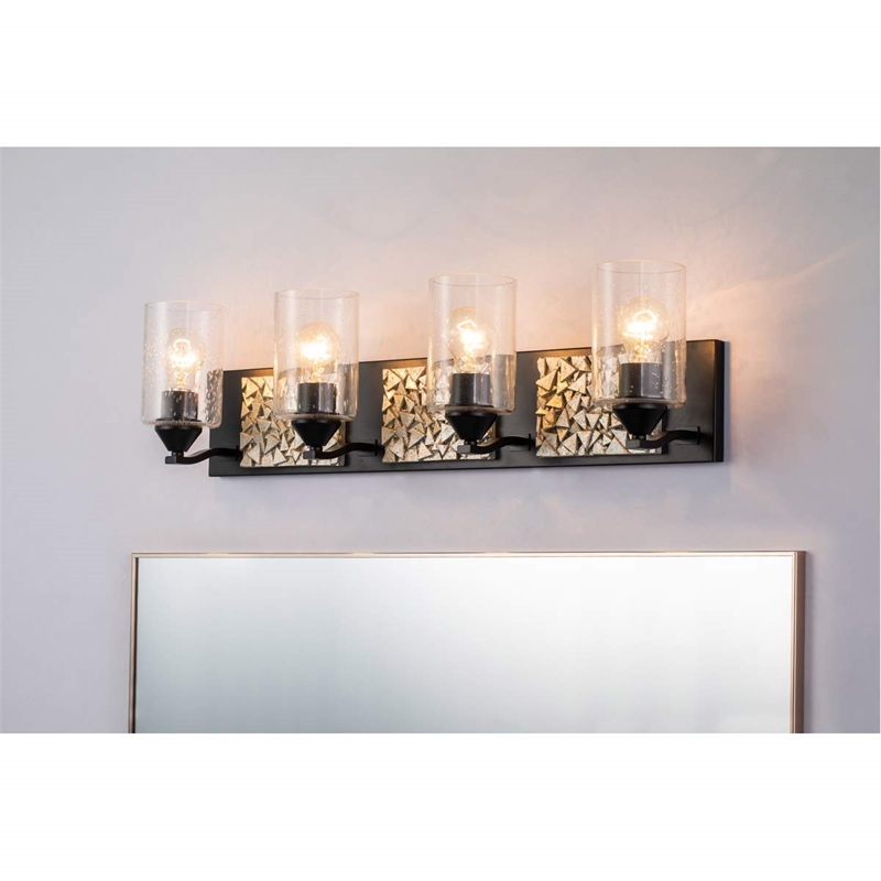 Lucas McKearn Bocage 4-light Metal Bath Vanity Light in Matte Black/Silver