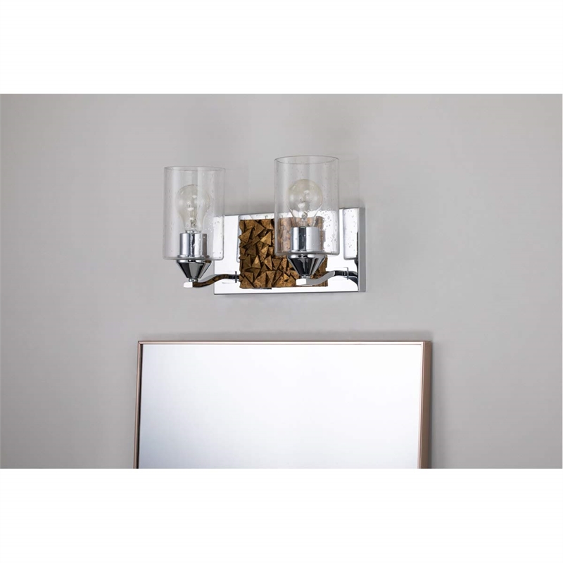 Lucas McKearn Bocage 2-light Metal Bath Vanity Light in Polished Chrome/Gold