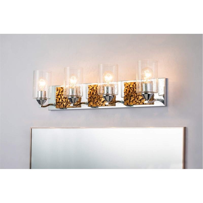 Lucas McKearn Bocage 4-light Metal Bath Vanity Light in Polished Chrome/Gold