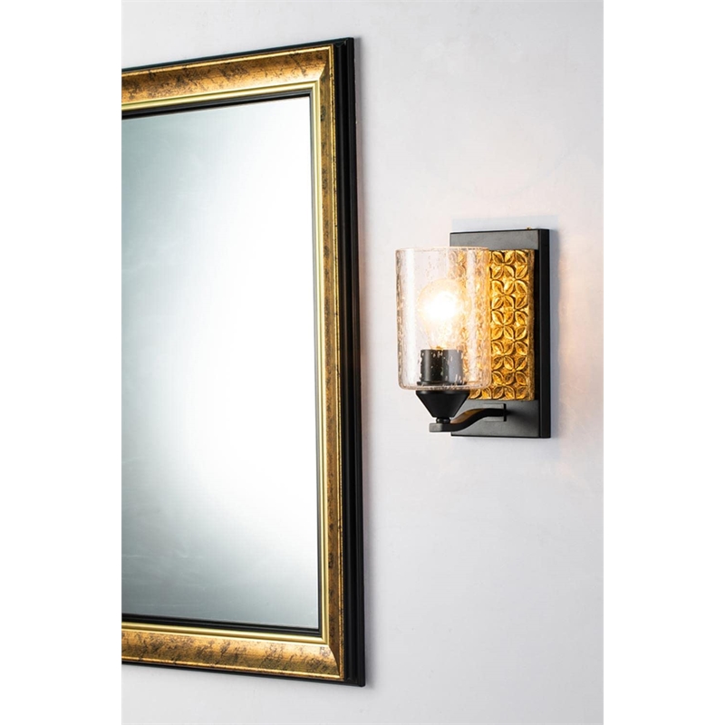 Lucas McKearn Arcadia 1-light Metal Bath Vanity Light in Matte Black/Gold