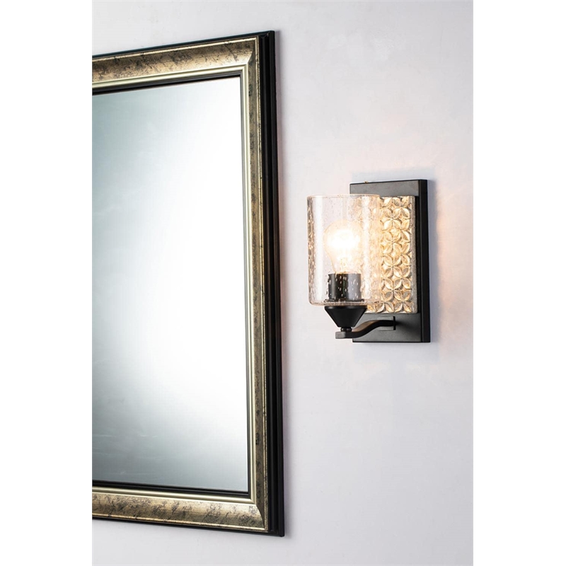 Lucas McKearn Arcadia 1-light Metal Bath Vanity Light in Matte Black/Silver