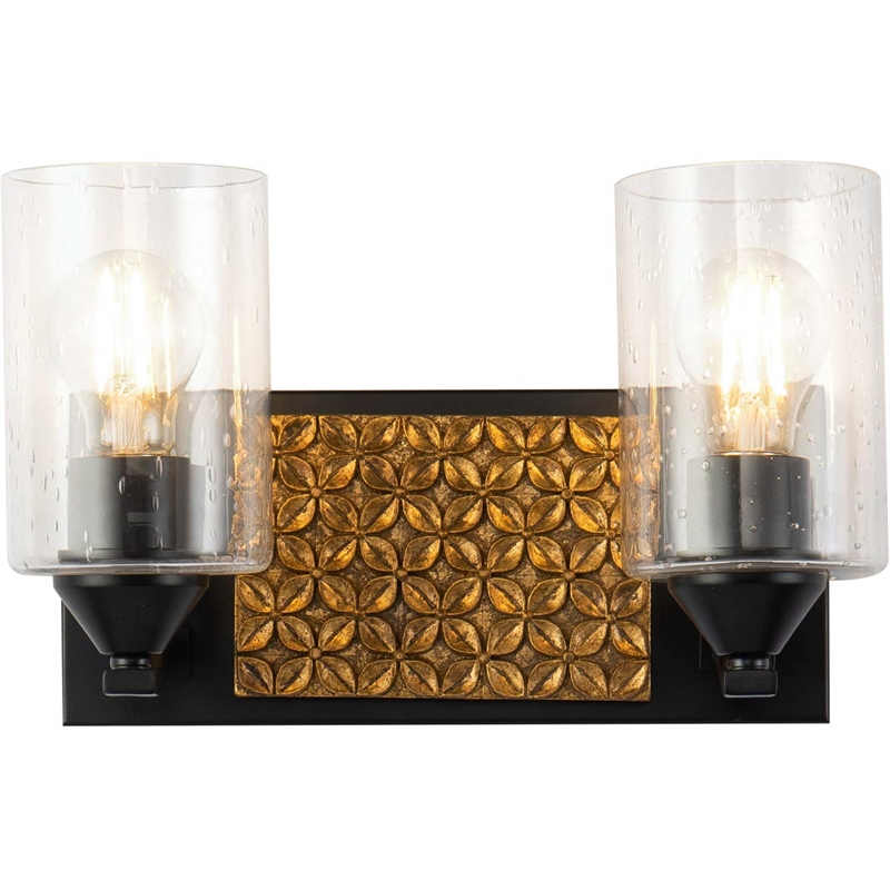 Lucas McKearn Arcadia 2-light Metal Bath Vanity Light in Matte Black/Gold