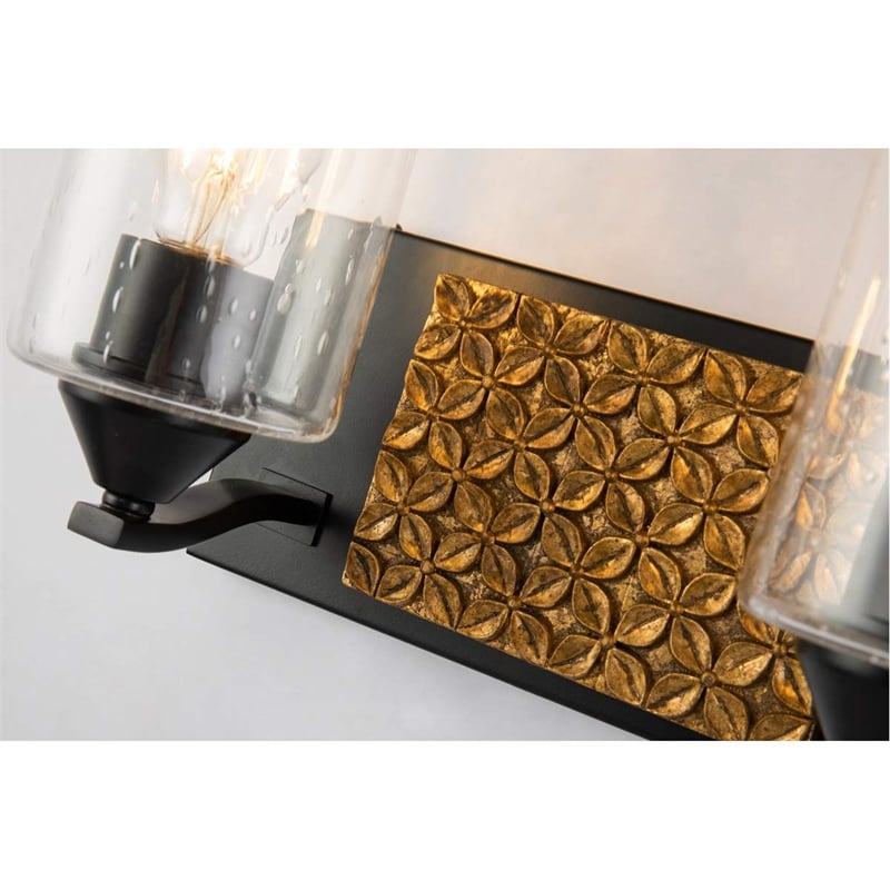 Lucas McKearn Arcadia 2-light Metal Bath Vanity Light in Matte Black/Gold