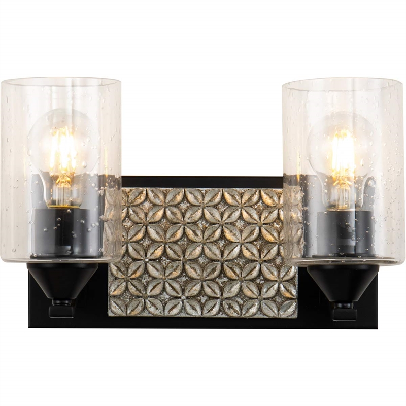 Lucas McKearn Arcadia 2-light Metal Bath Vanity Light in Matte Black/Silver