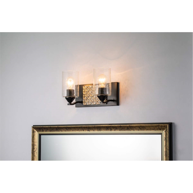 Lucas McKearn Arcadia 2-light Metal Bath Vanity Light in Matte Black/Silver