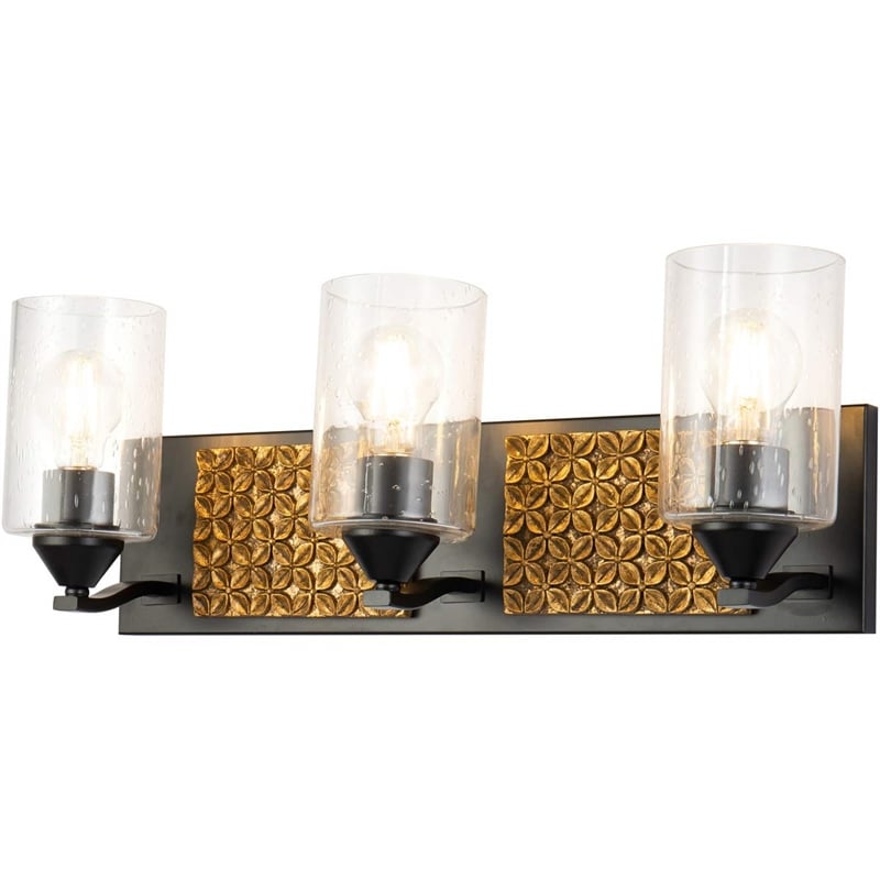 Lucas McKearn Arcadia 3-light Metal Bath Vanity Light in Matte Black/Gold