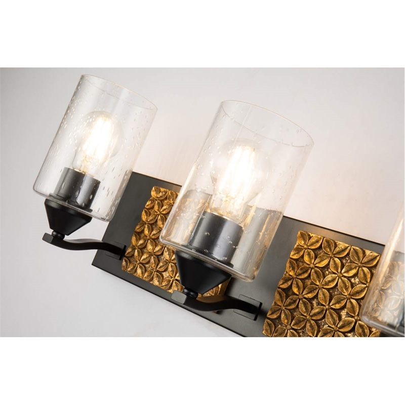 Lucas McKearn Arcadia 3-light Metal Bath Vanity Light in Matte Black/Gold