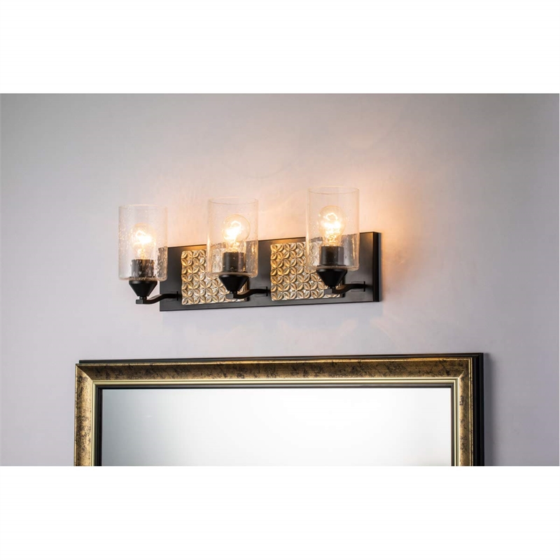 Lucas McKearn Arcadia 3-light Metal Bath Vanity Light in Matte Black/Silver