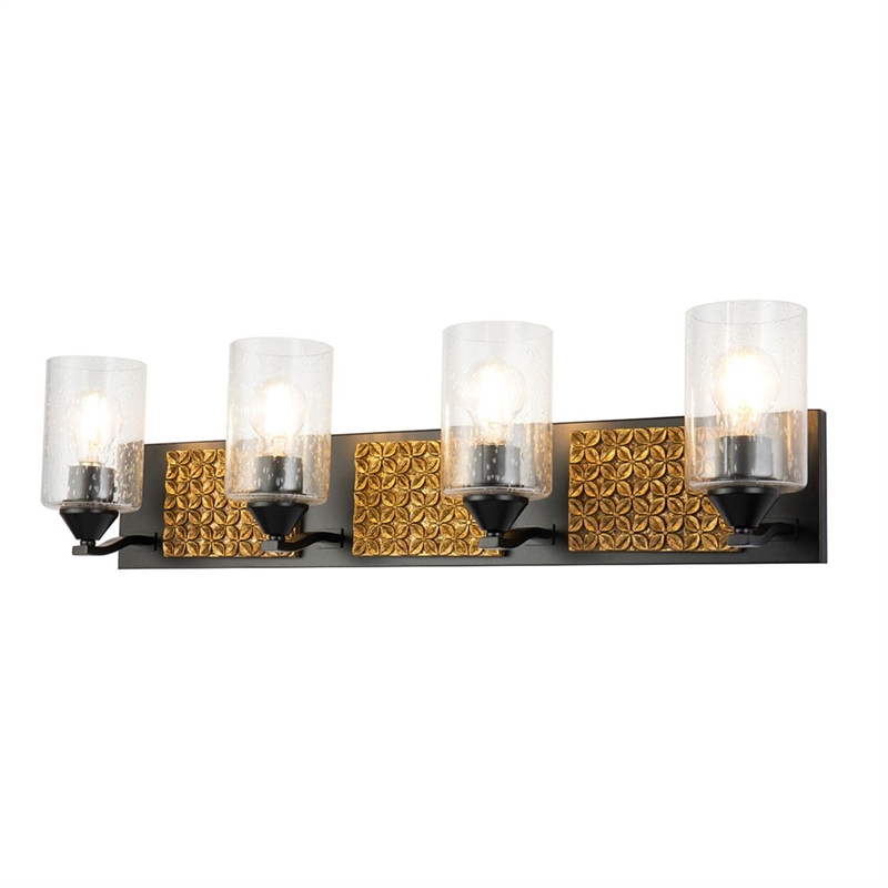 Lucas McKearn Arcadia 4-light Metal Bath Vanity Light in Matte Black/Gold
