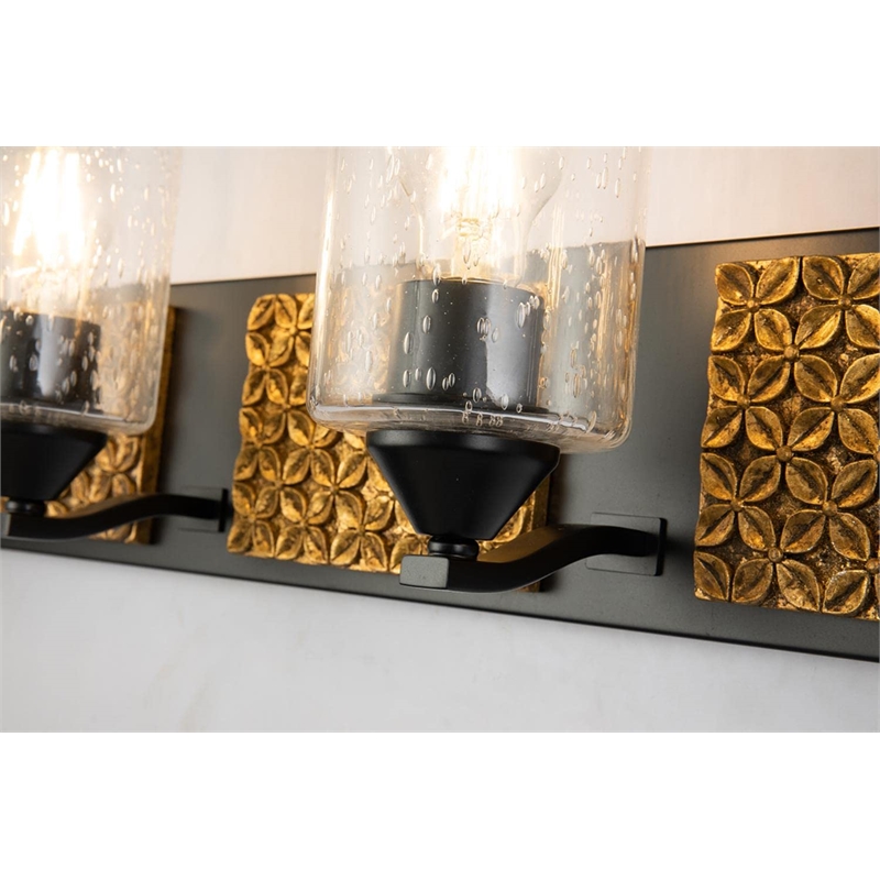 Lucas McKearn Arcadia 4-light Metal Bath Vanity Light in Matte Black/Gold